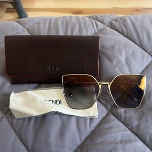 Fendi Gold and Brown Sunglasses